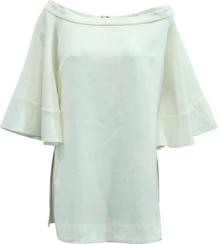 Ellery Elize Off-The-Shoulder Bell Sleeve Top in White Cotton