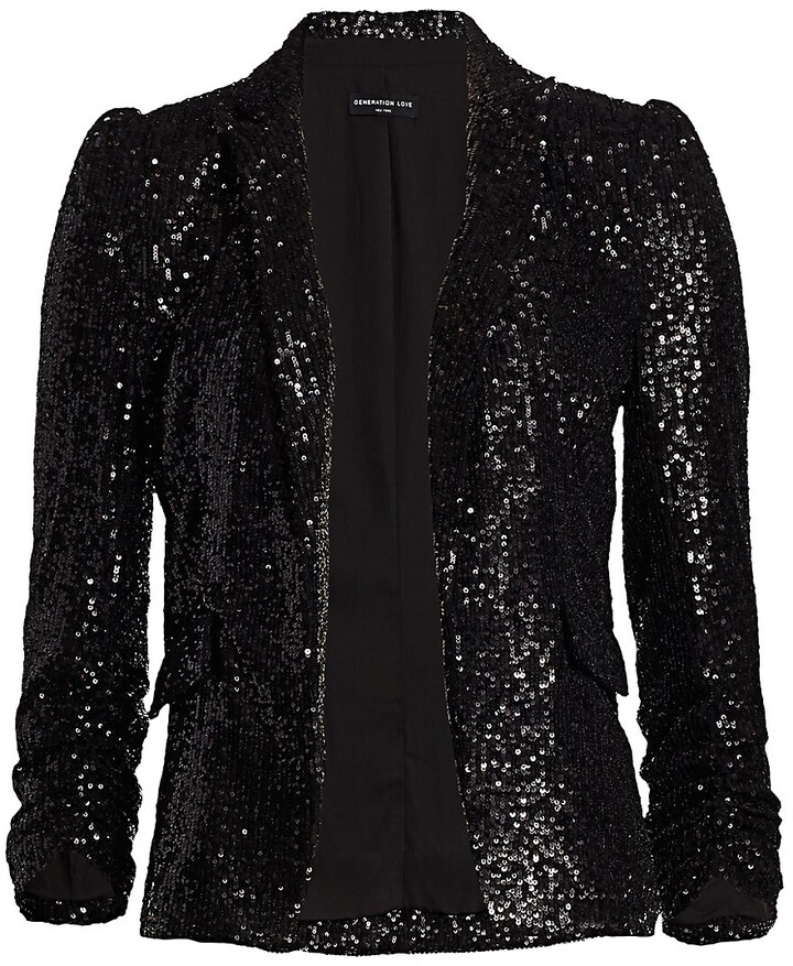 black sequin blazer womens
