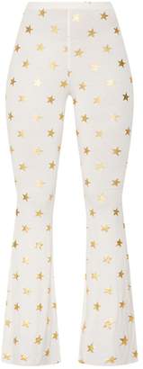PrettyLittleThing White Jersey Star Print Flared Trouser