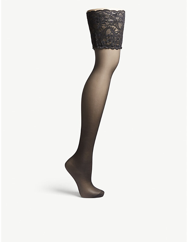 Falke Womens 3009 Black Seidenglatt 15 Stay-Ups M