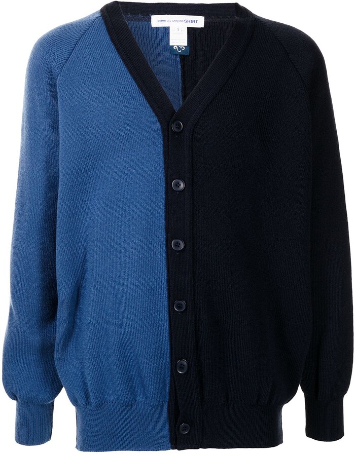 ARTFFEL Men Stylish Knit Color Block Stand Collar Full Zipper Sweater Cardigan