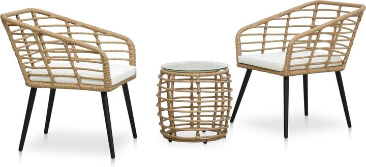 VidaXL 3 Piece Bistro Set Poly Rattan Oak
