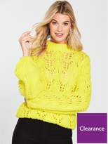 Thumbnail for your product : Very Pointelle Balloon Sleeve Jumper - Chartreuse
