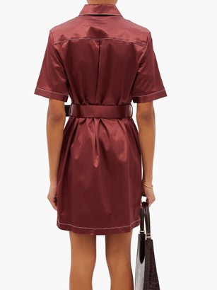 STAUD Bentley Cotton-blend Satin Shirt Dress - Burgundy
