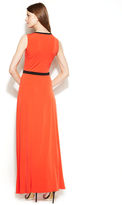 Thumbnail for your product : Calvin Klein Faux-Leather-Trim Maxi Dress