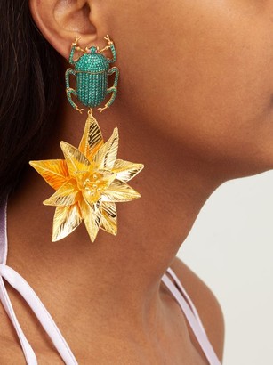 BEGÜM KHAN Pharoah Lotus Gold-plated Clip Earrings - Green