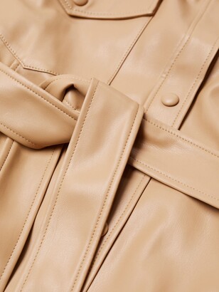 MANGO Faux Leather Belt Jacket, Light Beige