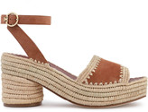 Thumbnail for your product : Tory Burch Suede And Straw Platform Sandals
