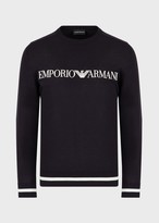 Thumbnail for your product : Emporio Armani Mixed Virgin-Wool Sweater With Embroidered Logo