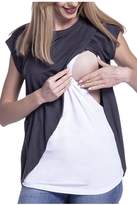 Thumbnail for your product : Zonsaoja Women Short Sleeve Nursing Tees Tops Breastfeeding Maternity Shirt L