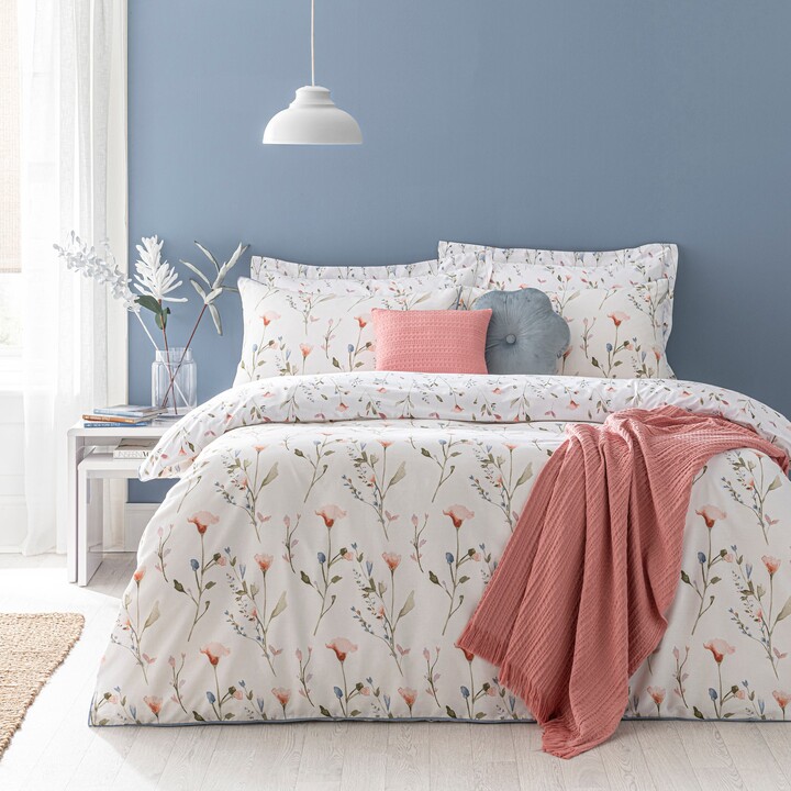 Dunelm Fiori Burnt Orange Floral Reversible Duvet Cover and Pillowcase