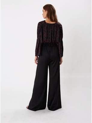 Phoebe Grace Peggy Wide Leg Palazzo Trouser in Black Stretch Silk