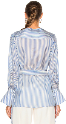 Calvin Klein Collection Keith Bis Boat Neck Belted Cuffed Shirt