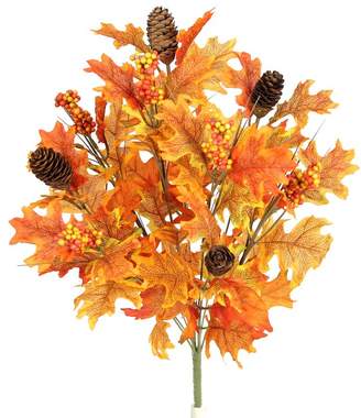 Three Posts 9 Stems Artificial Maple Leaves, Pine Cones and Berries Foliage Bush for Home, Fall Wedding, Halloween or Thanksgiving Floral Arrangement Flower
