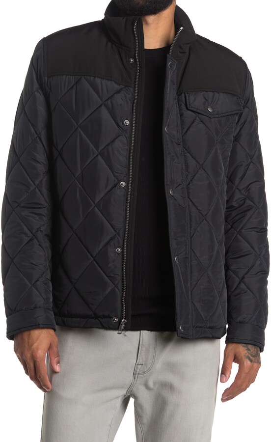 Cole Haan Mixed Media Faux Shearling Lined Diamond Quilted Jacket ...