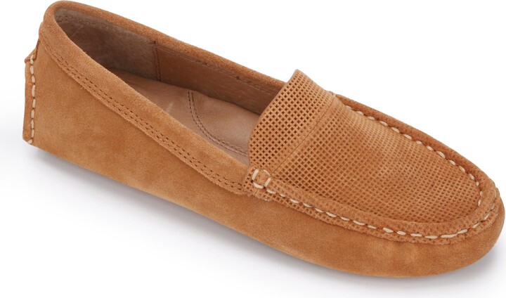 Gentle Souls Women's Mina Perforated Driving Loafers - Comfortable Slip-On Mules With Rubber Sole