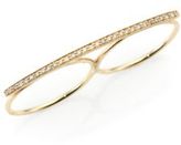 Thumbnail for your product : Jacquie Aiche Diamond & 14K Gold Two-Finger Bar Ring