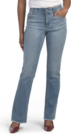 TJMAXX Ab Tech High Rise Bootcut Jeans With Frayed Cuffs For Women, Spandex/Cotton/Polyester