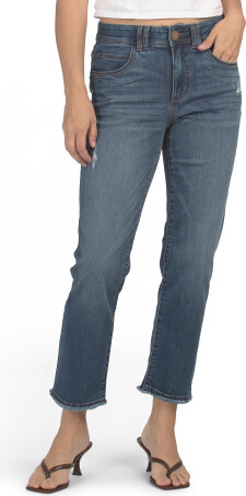 Ab Tech High Rise Slim Straight Jeans for Women | Polyester/Spandex/Cotton