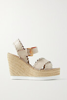 Thumbnail for your product : See by Chloe Glynn Scalloped Leather Espadrille Wedge Sandals - Cream