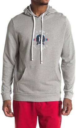 tommy hilfiger authentic full zip lounge hoodie with side logo taping in grey
