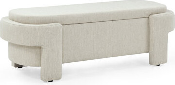 Corrigan Studio Linen Upholstered Storage Ottoman Bench - Spacious Compartment For Entryway, Living Room & Bedroom (contemporary)