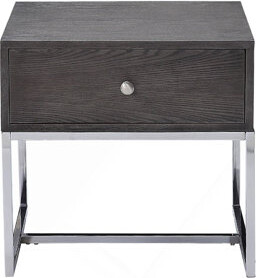 George Oliver Rectangular End Table With 1 Drawer Gray Oak And Chrome