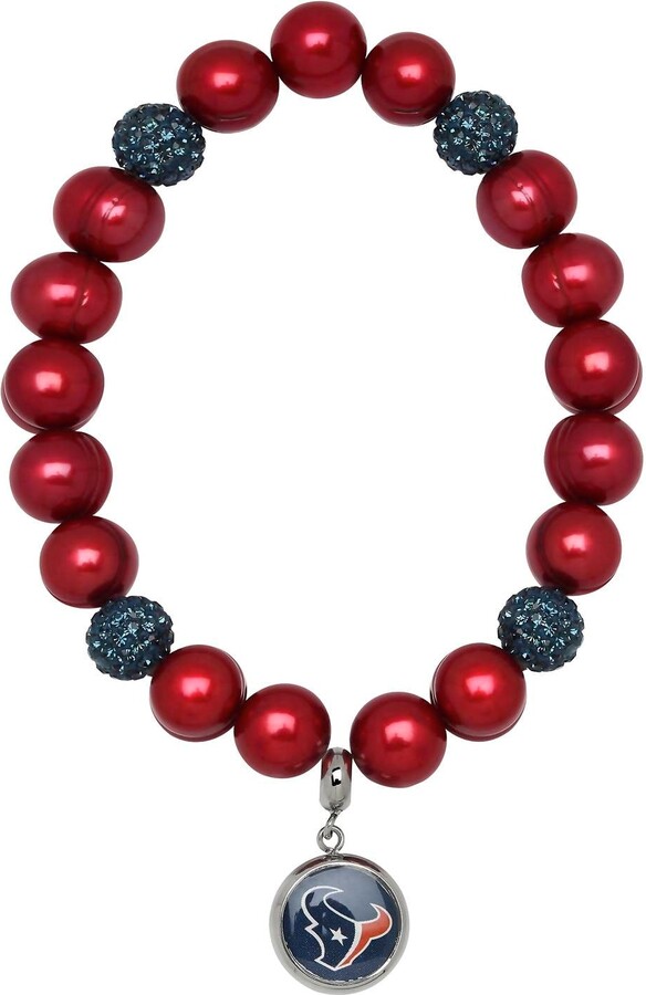 Honora Houston Texans Stretch Pearl & Crystal Bracelet In Red