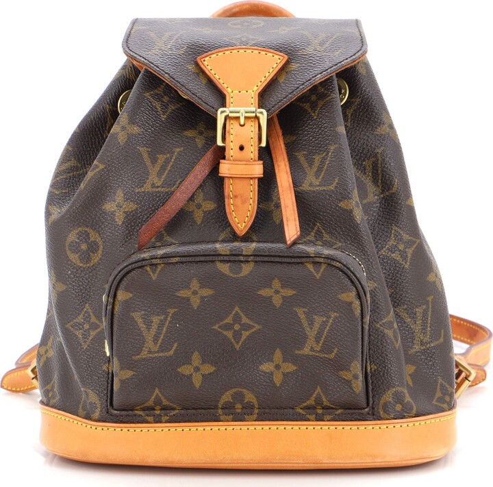 Montsouris vintage cloth backpack Louis Vuitton Brown in Cloth