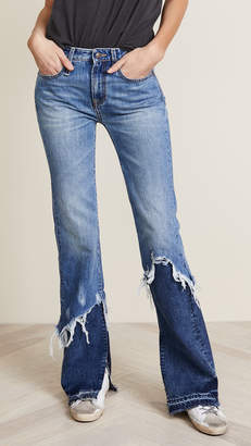R 13 Vent Kick Double Shredded Jeans