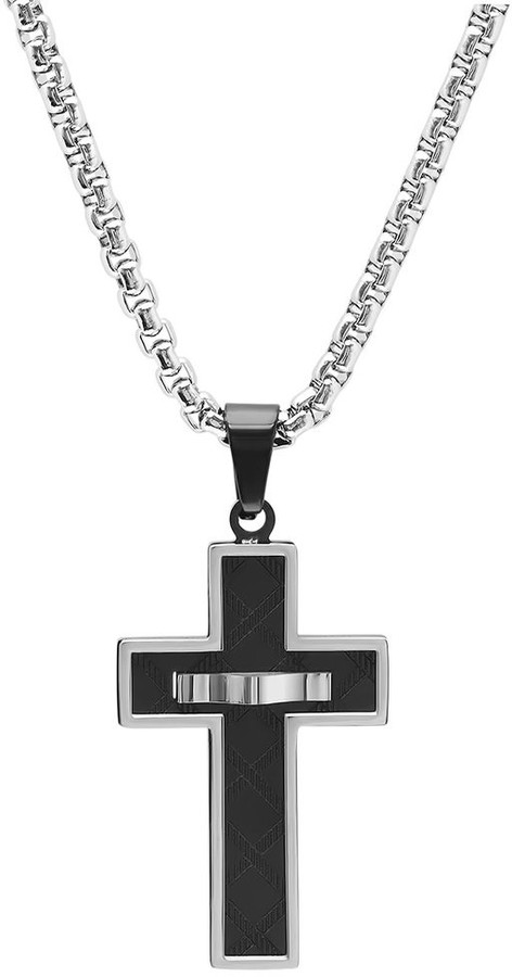STEELTIME Men's Two-Tone Stainless Steel Cross Pendant - ShopStyle Jewelry
