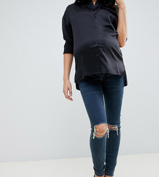 maternity black ripped skinny jeans