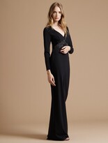Thumbnail for your product : Halston Fitted Crepe Knit Gown with Embroidered Sheer Insert