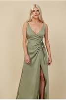 Thumbnail for your product : Little Mistress Bridesmaid Ayla Waterlily Satin Wrap Dress