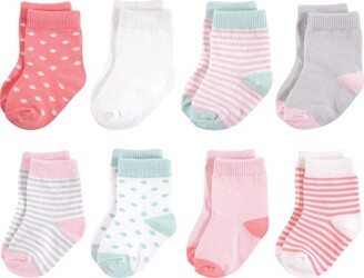 Touched by Nature Baby Girl Organic Cotton Socks, Coral Mint, 6-12 Months