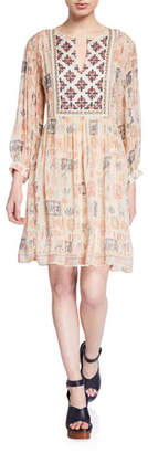 Velvet Tawni Printed Split-Neck Viscose Dress
