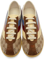Thumbnail for your product : Gucci Beige and Brown GG Falacer Sneakers