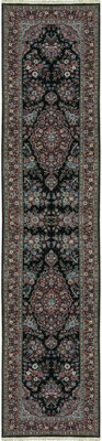 Hand-Knotted High-Quality Black Runner