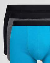 Thumbnail for your product : Trunks Asos Design ASOS DESIGN 3 pack in black blue & gray save