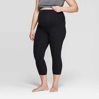 Ingrid & Isabel Isabel Maternity by Maternity Overbelly Cotton Capri Leggings - Isabel Maternity by Black