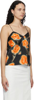 Thumbnail for your product : Meryll Rogge Black Satin Neon Roses Camisole