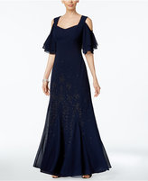 Thumbnail for your product : R & M Richards Embellished Cold-Shoulder Gown