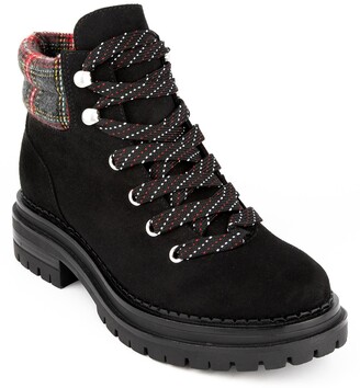 boots with plaid cuff