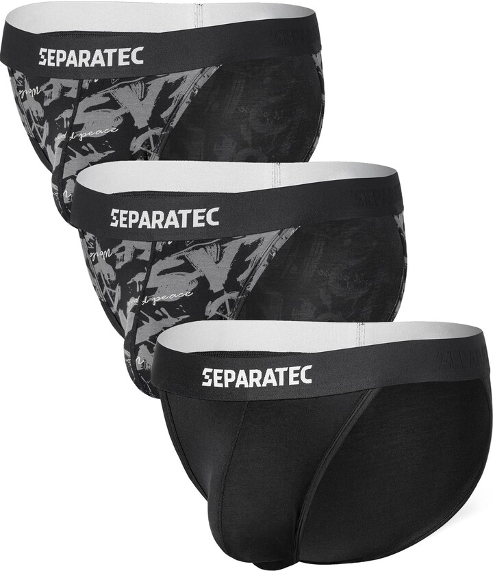 Separatec Men's Bikini Briefs 2.0 Bamboo Rayon Underwear Breathable Dual  Pouch Printing or Coconut or Black 3 Pack (S - ShopStyle