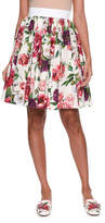 Thumbnail for your product : Elastic-Waist Rose Peony Print Cotton Poplin Skirt