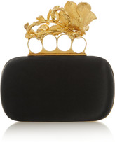 Thumbnail for your product : Alexander McQueen Knuckle small Swarovski crystal-embellished satin box clutch