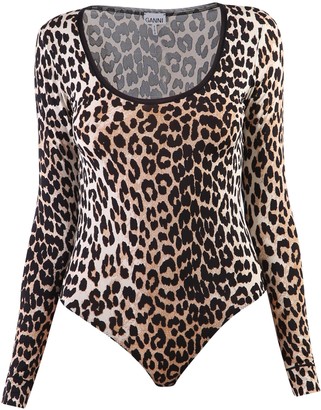 Ganni Leopard Print Bodysuit - ShopStyle Sweaters