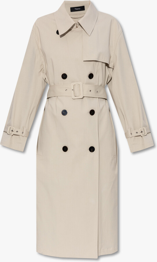 Theory Trench Coat With Pockets - Cream - ShopStyle