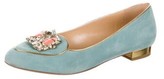 Thumbnail for your product : Charlotte Olympia Suede Leather Trim Embellishment Flats Blue