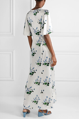 Les Rêveries Tie-front Floral-print Silk-satin Maxi Dress - White